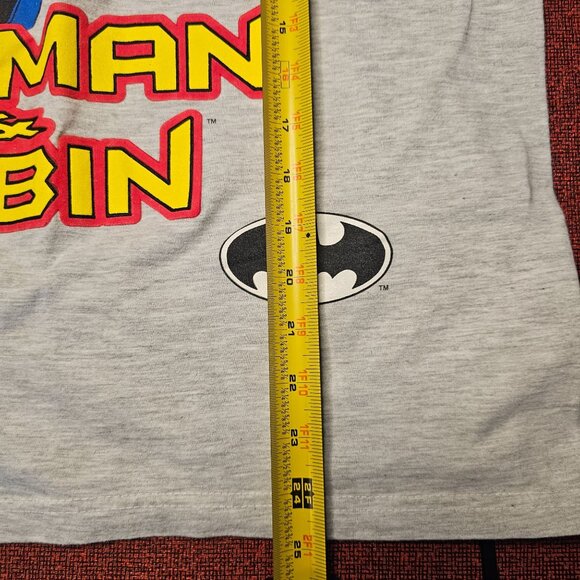 VTG Batman & Robin Graphic T-Shirt Youth XL DC Comics 1997 Gray Grunge - Picture 7 of 7